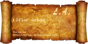 Löfler Arkád névjegykártya
